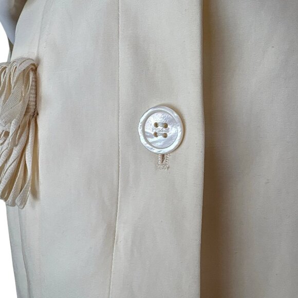 Gianfranco Ferre Italy Off Shoulder Fringe Buttoned Jacket Cream Size 46 US 10 - Picture 7 of 16